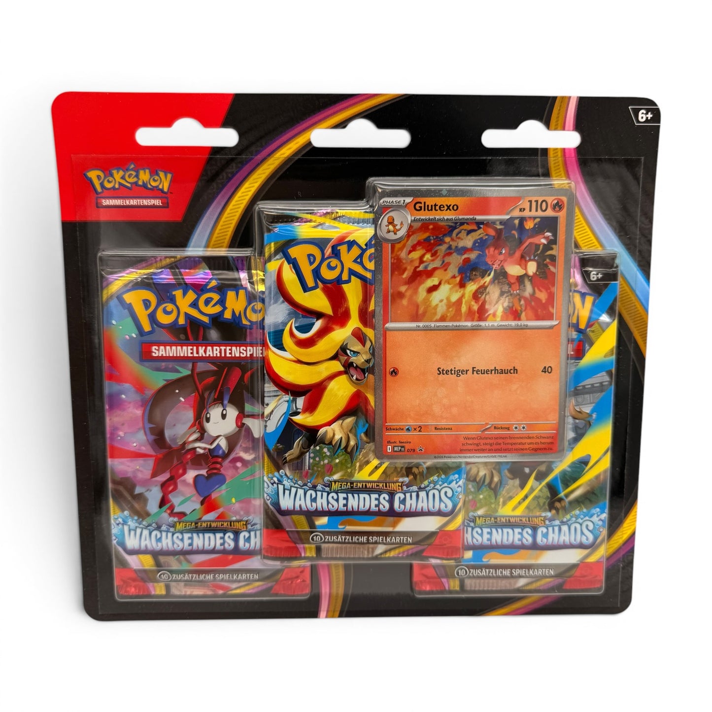 Pokémon TCG: Mega-Entwicklung – Wachsendes Chaos – 3er Blister (DE) – Glutexo Promo