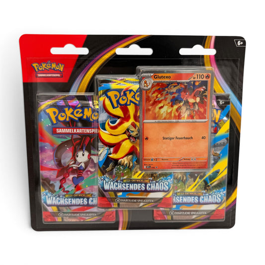 Pokémon TCG: Mega-Entwicklung – Wachsendes Chaos – 3er Blister (DE) – Glutexo Promo