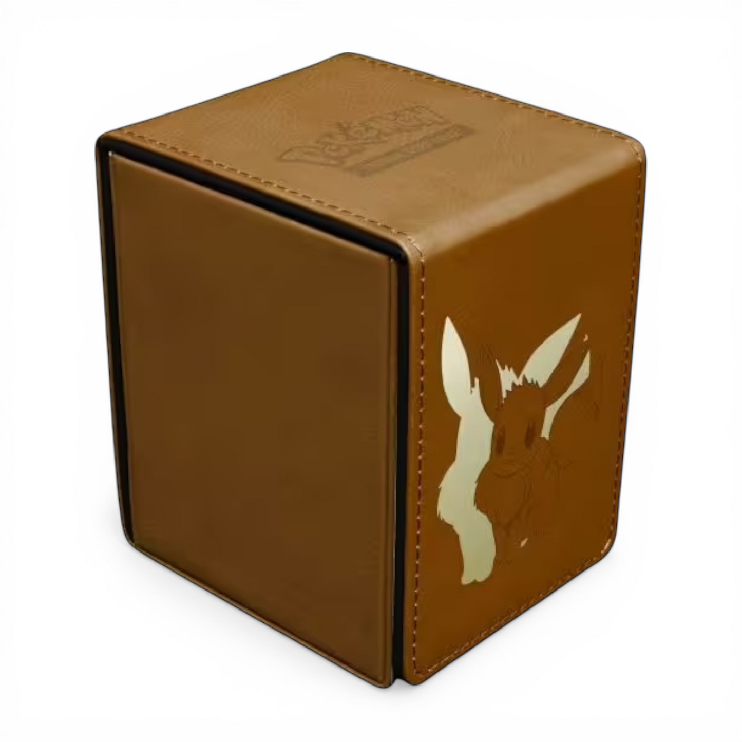 Ultra Pro Elite Series Eevee Alcove Flip Deck Box aus Kunstleder mit geprägtem Eevee-Motiv und Magnetverschluss